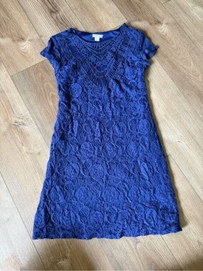 Xhilaration Royal Blue Lace Mini Dress with Crochet Yoke